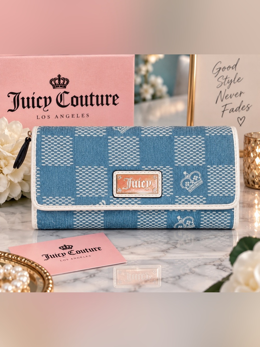 Juicy Couture Blue Patterned Wallet - Blue